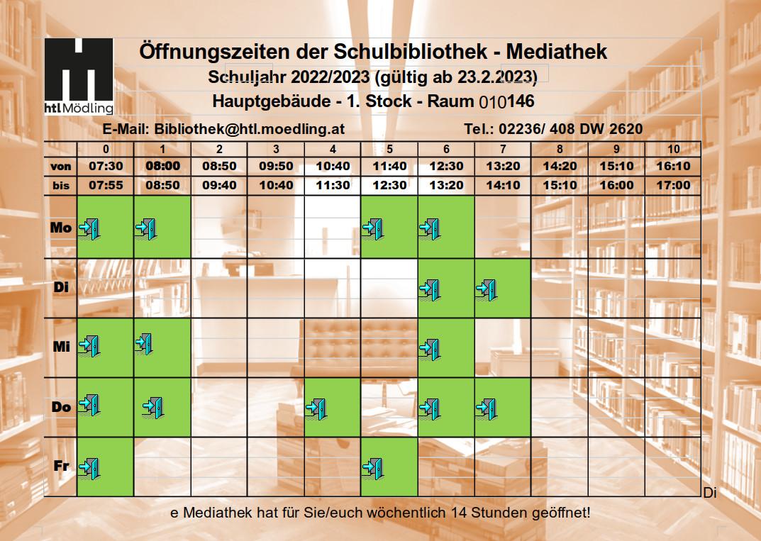 Öffnungszeiten Mediathek ab 23.2.23